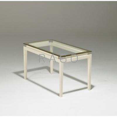 Appraisal: ITALIAN Coffee table s Lacquered wood glass and brass Unmarked