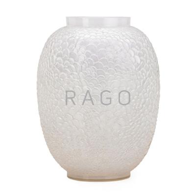 Appraisal: LALIQUE Ecailles vase opalescent glass Condition Report