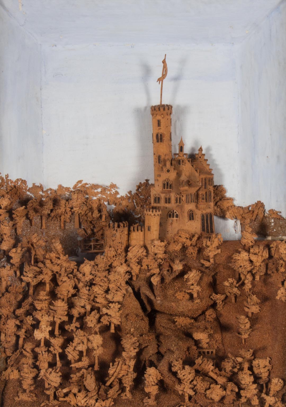 Appraisal: German carved cork diorama early th century carved cork castle