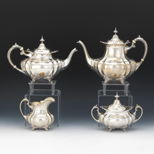 Appraisal: REED BARTON FOUR-PIECE TEA COFFEE SERVICE HAMPTON COURT PATTERN Four