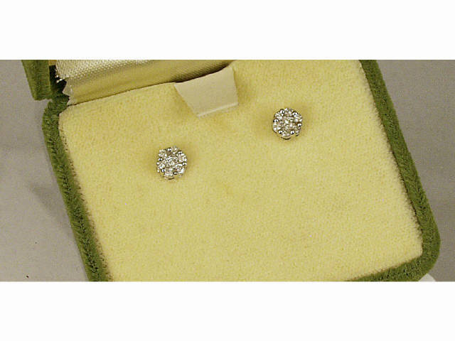 Appraisal: Pair of lady's K white gold diamond earrings set with