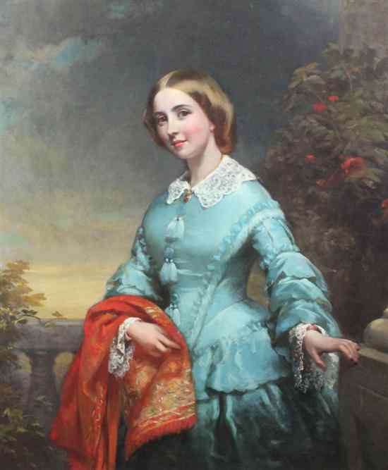 Appraisal: Victorian School oil on canvas Portrait of a lady standing