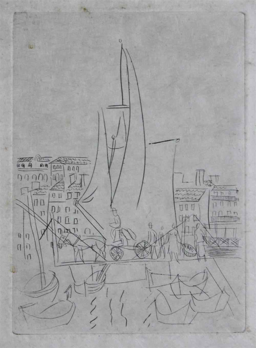 Appraisal: RAOUL DUFY FRENCH - MARSEILLES Etching x in sight Framed