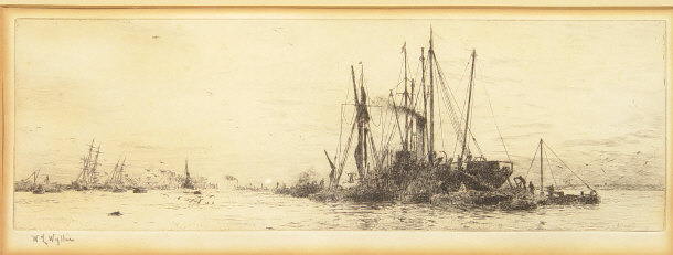 Appraisal: W L Wyllie - Pencil signed print after an engraving