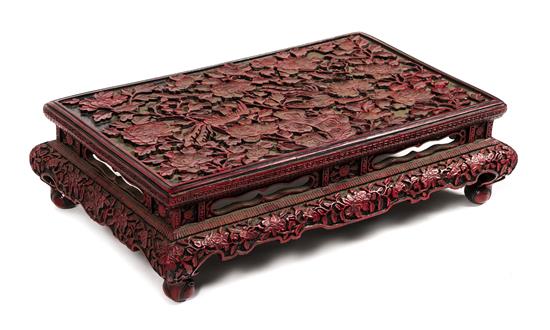 Appraisal: Sale Lot A Resin Imitating Cinnabar Lacquer Low Table having