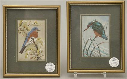 Appraisal: Two Silkwork Pictures of Birds