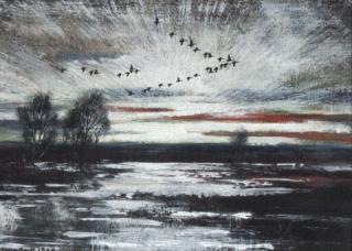 Appraisal: Peter Markham Scott Geese in the Dusk signed and dated