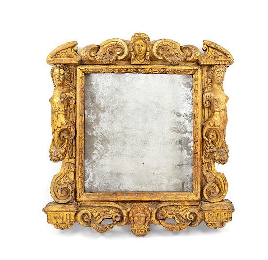 Appraisal: An Italian Giltwood Mirror Height x width inches An Italian