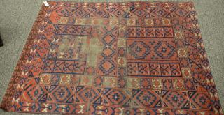 Appraisal: Two Bokhara Oriental throw rugs worn ' x ' and