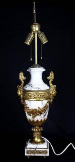 Appraisal: Continental marble and gilt bronze table lamp Continental marble and