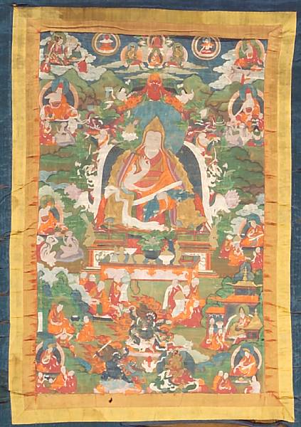 Appraisal: A Tibetan thangka of a lama th Century Possibly depicting