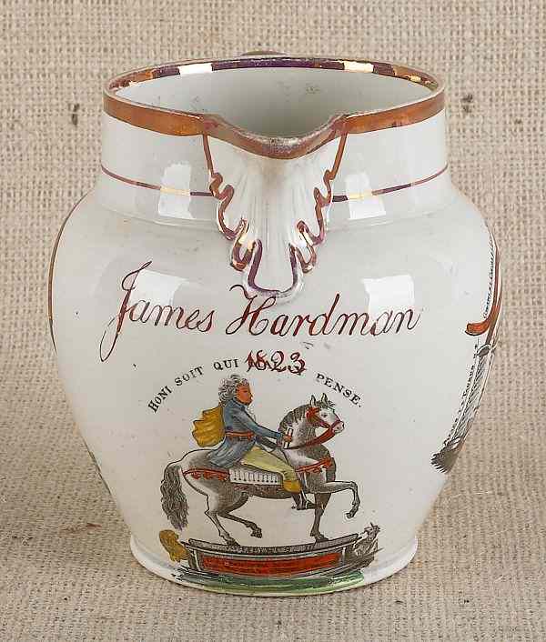 Appraisal: English pearlware pitcher dated inscribed James Hardman h