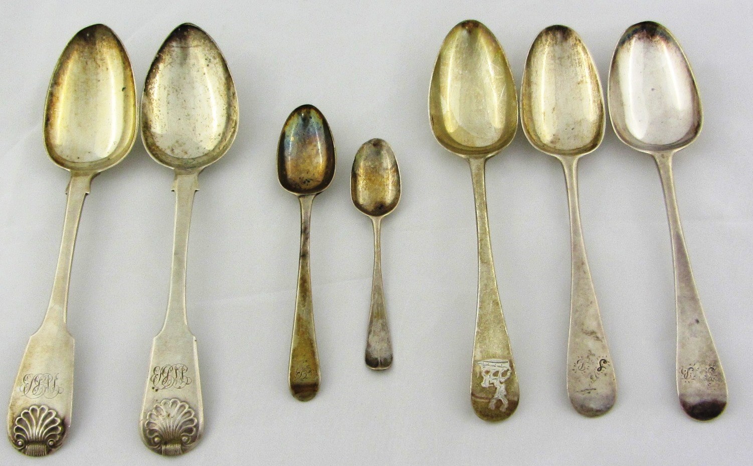 Appraisal: Silver table flatware comprising two fiddle and shell pattern tablespoons