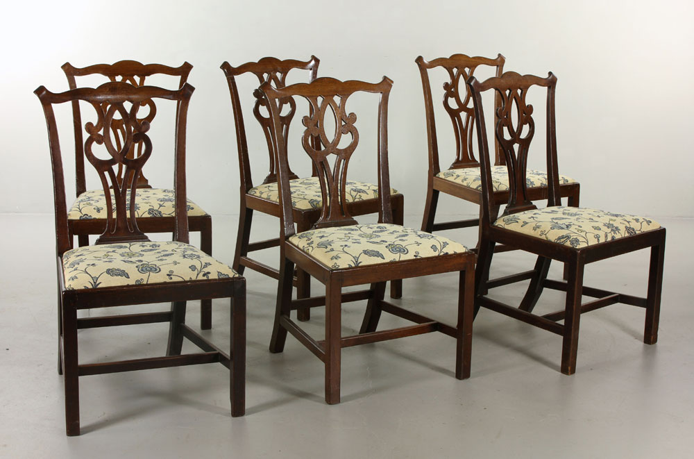 Appraisal: - th C Chippendale Mahogany Chairs Set of six th