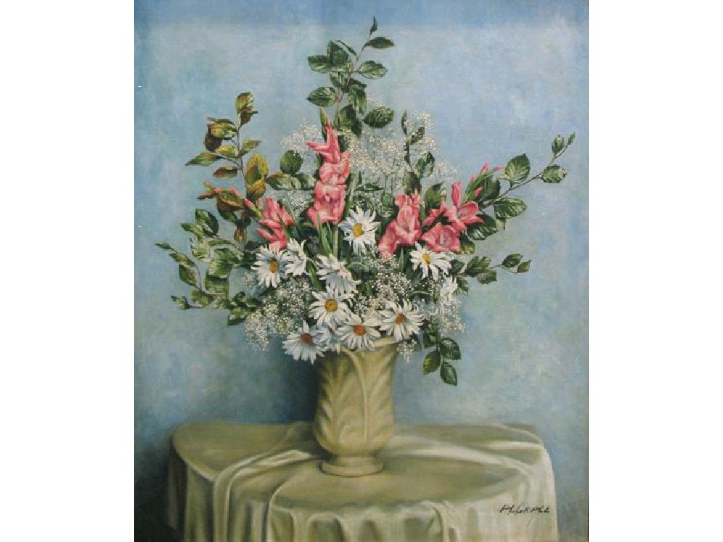 Appraisal: A L GRACE A still life of daisies and other