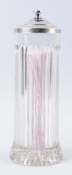 Appraisal: EAPG Glass Straw Holder Has a replaced metal lid Little