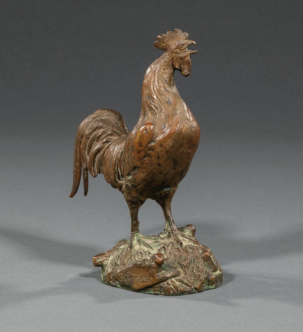 Appraisal: Bronze Figure of a Rooster after Emile Desire Lienard signature