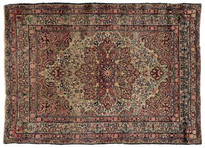 Appraisal: Sarouk rug ornate central medallion and corner work on ivory