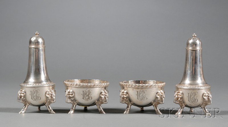 Appraisal: Set of Four Gorham Durgin Sterling Open Salts and Pepper