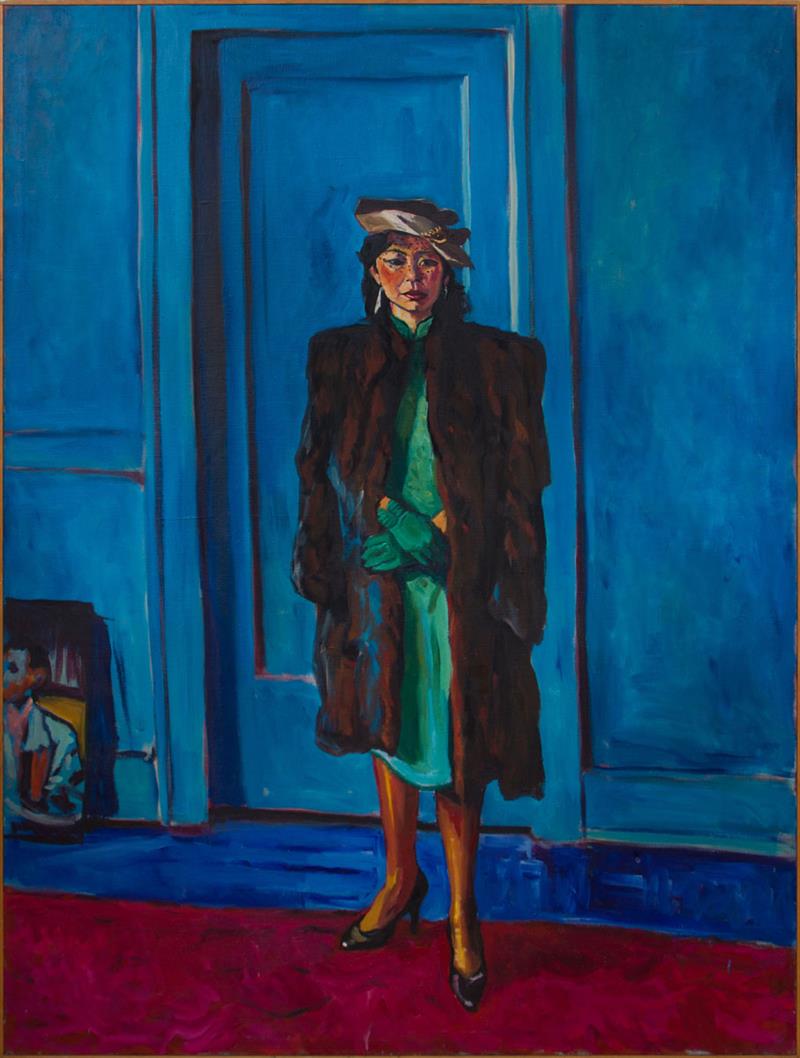 Appraisal: PATRICK J MORRISON - WOMAN IN FUR Oil on canvas