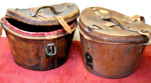 Appraisal: Two Victorian leather hat boxes one silk lined the other