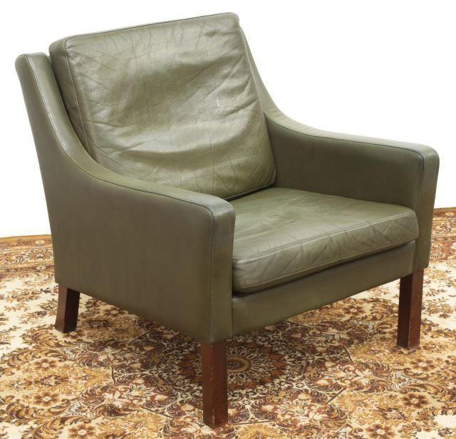 Appraisal: Danish mid-century modern armchair c s in olive green leather