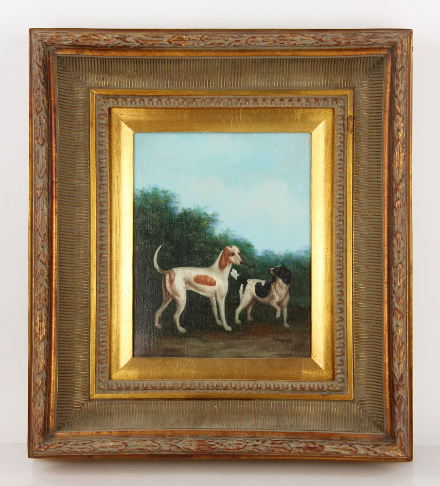 Appraisal: - English School Dogs O C English School portrait of