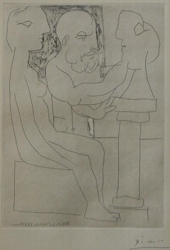 Appraisal: PABLO PICASSO Spanish - VIEUX SCULPTEUR AU TRAVAIL etching signed