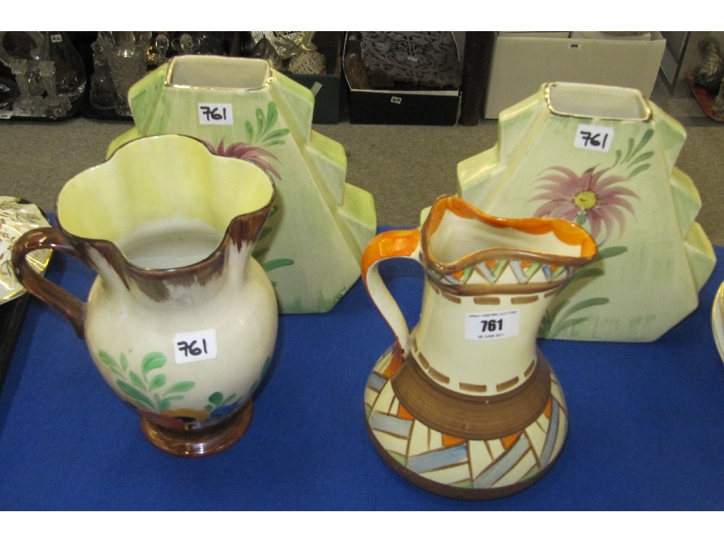 Appraisal: Pair of Arthur Wood vases Myott jug and an Art