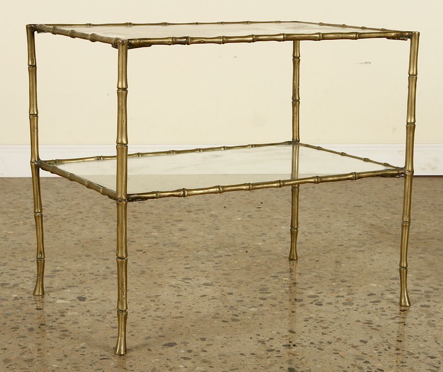 Appraisal: BRASS GLASS TABLE IN MANNER OF BAGUES C A brass