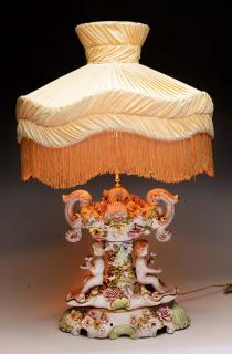 Appraisal: Italian Porcelain Lamp This lot is of an Italian porcelain