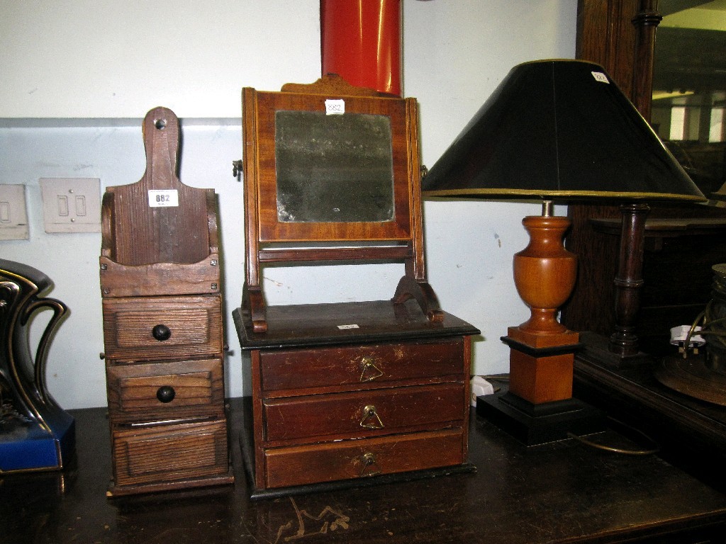 Appraisal: Lot comprising candle box toilet mirror small chest and a