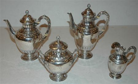 Appraisal: French Silver Four-Piece Coffee and Tea Service Estimate nbsp nbsp