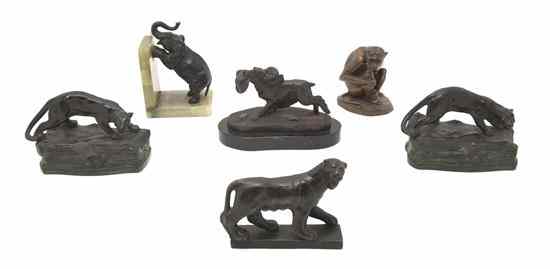 Appraisal: A Collection of Six Cast Metal Animal Figures comprising a