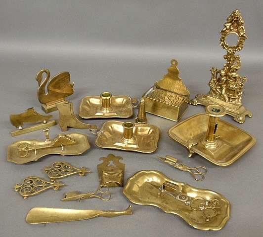 Appraisal: - Group of th c English brassware incl a watch