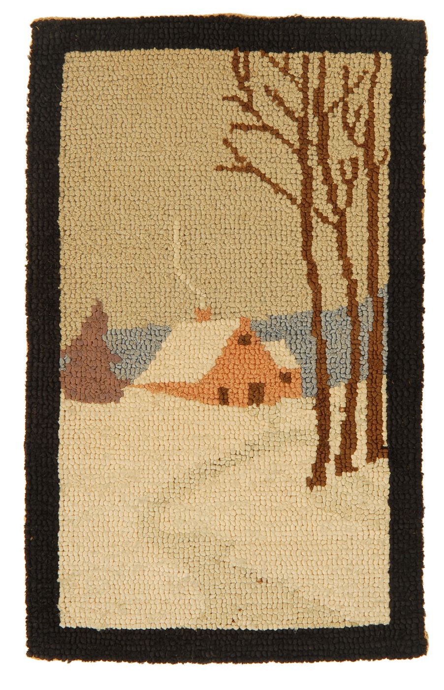 Appraisal: GRENFELL-TYPE MAT th CenturyDepicting a snowy landscape with house and