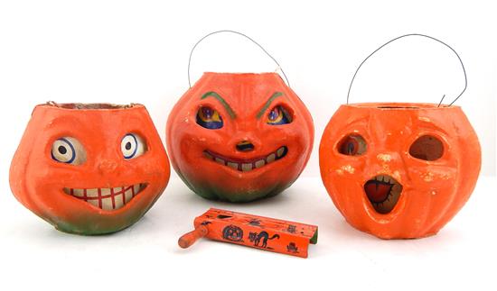 Appraisal: Mid- th C Halloween decorations four pieces three molded and