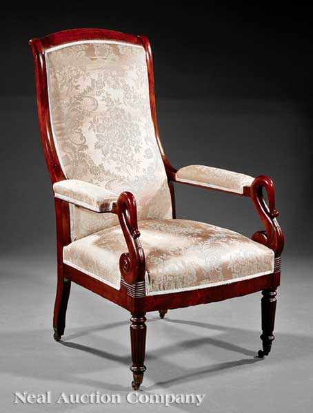 Appraisal: An American Classical Mahogany Library Armchair early th c possibly