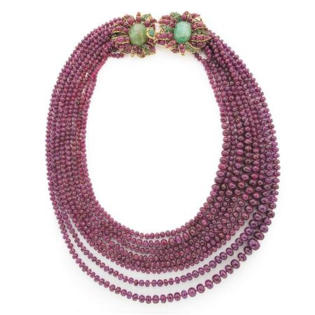 Appraisal: Iradj Moini Eight Strand Necklace of Graduated Faceted Rubies Estimate