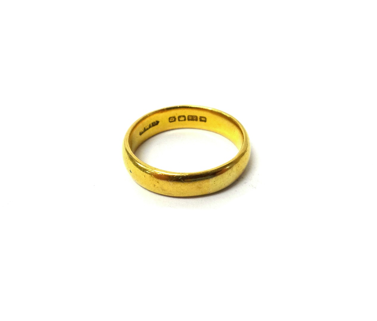 Appraisal: A ct gold plain wedding ring London ring size Q