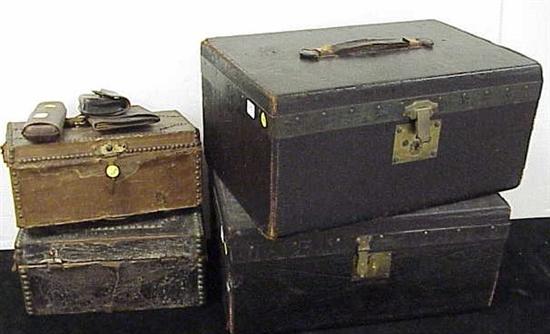 Appraisal: Four leather-covered boxes one marked E A G Roulstone Boston