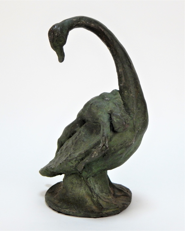 Appraisal: CONTEMPORARY NUDE MALE AND SWAN BRONZE SCULPTURE th CenturyNeoclassical style