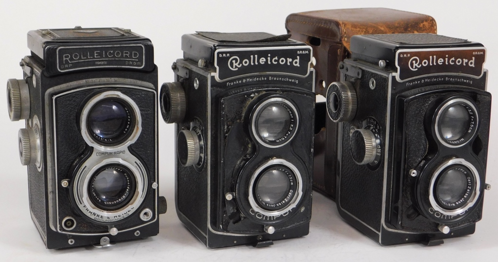 Appraisal: GROUP OF ROLLEICORD TLR CAMERAS Group of Rolleicord TLR cameras