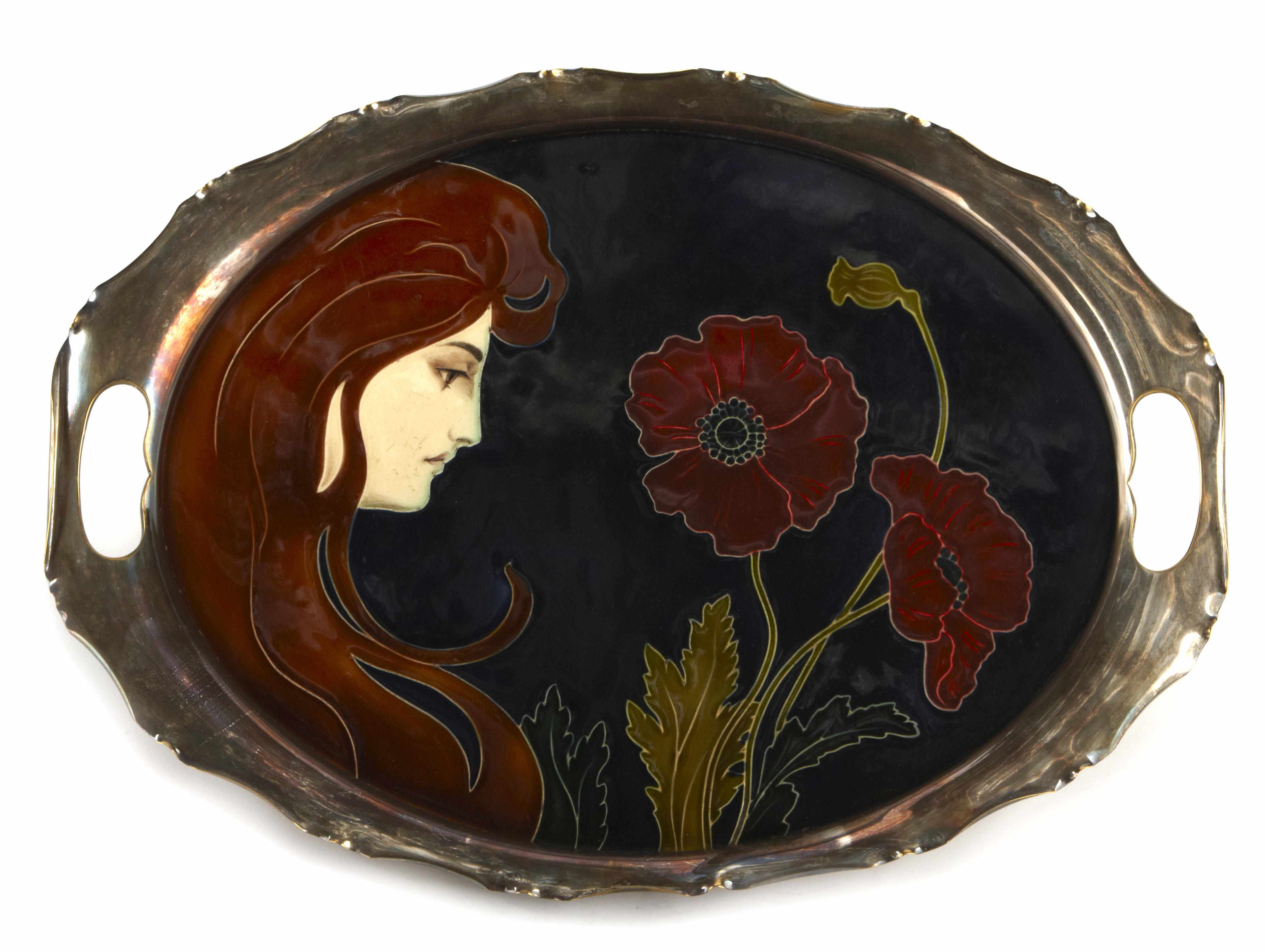 Appraisal: A Carl Sigmund Luber Art Nouveau glazed earthenware and silvered