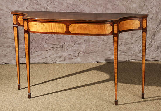 Appraisal: Federal Style Curly Maple Inlaid Mahogany Console Table th Century