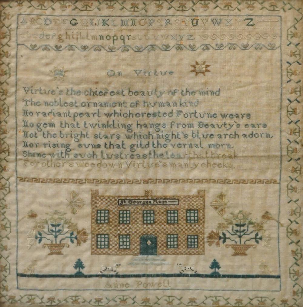 Appraisal: American English Needlework Sampler Frame x in x cm