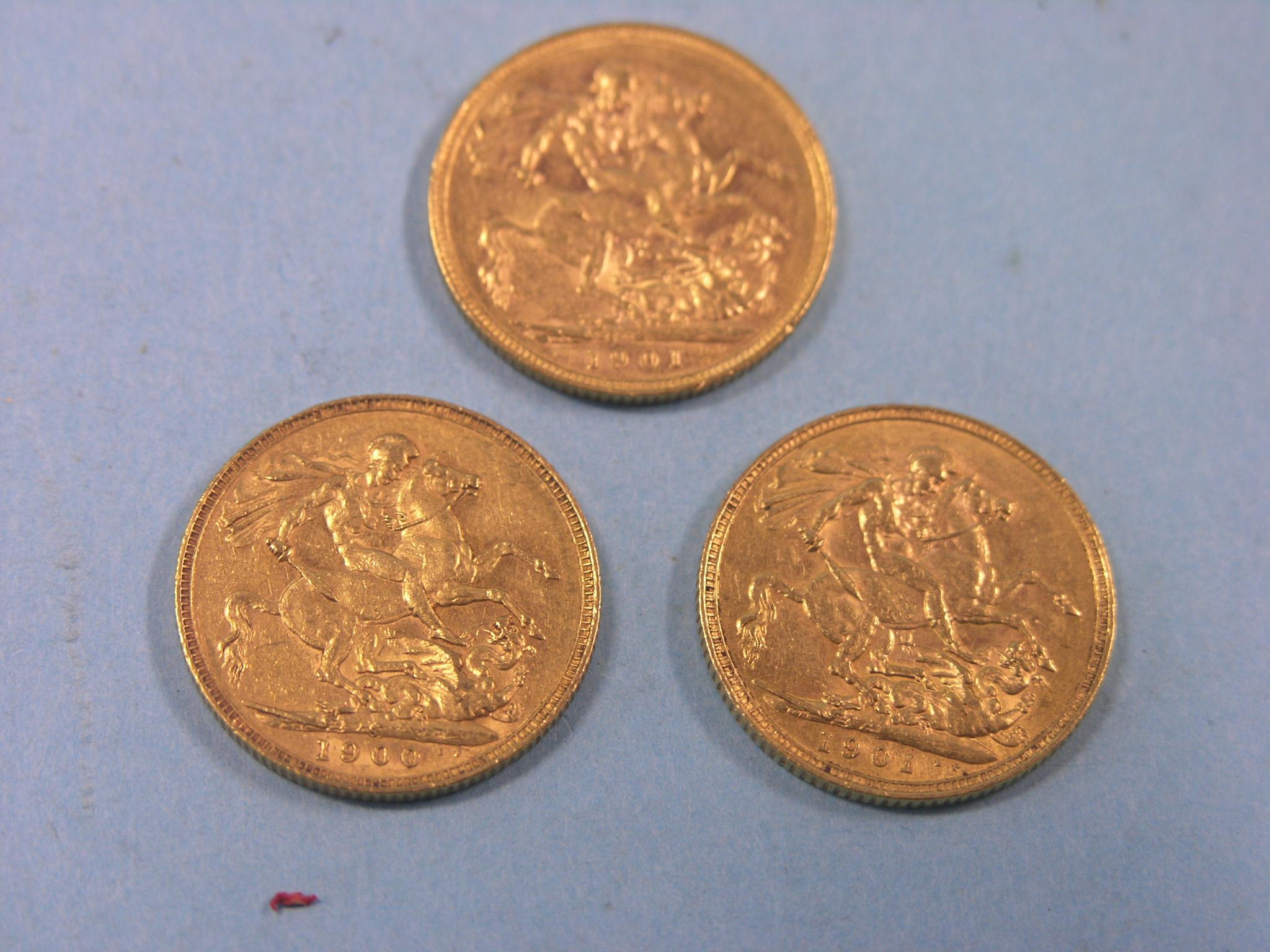 Appraisal: Three Victorian gold Sovereigns includes two Sydney mints