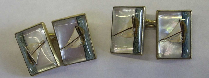 Appraisal: Vintage Pair of Cook's Crystal Yachting Cufflinks each of double-sided