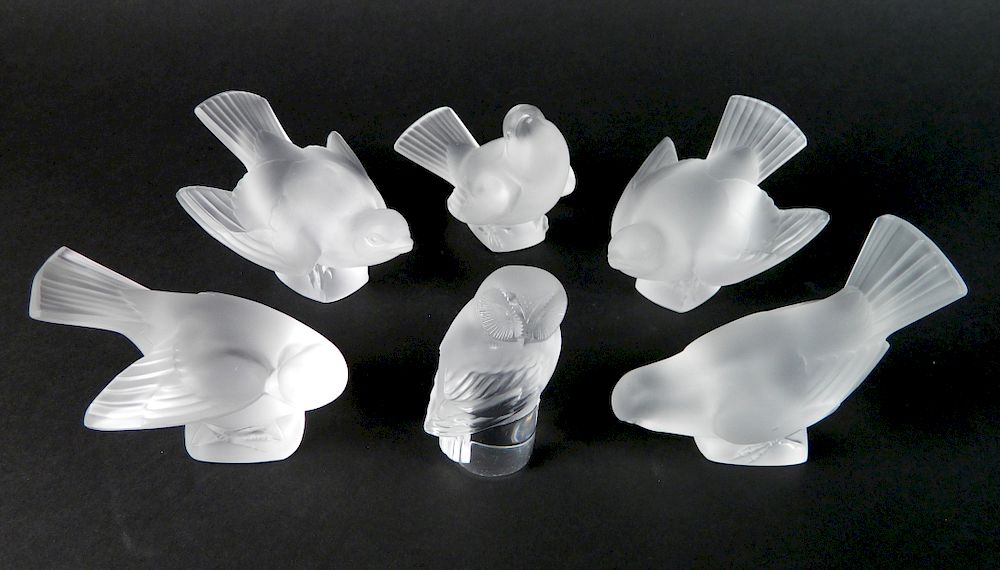 Appraisal: Lalique glass figurines Lalique glass figurines- birds and owl ''h