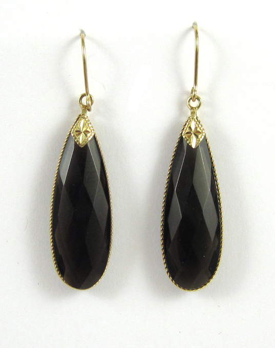 Appraisal: PAIR OF SMOKY QUARTZ EARRINGS each k yellow gold with